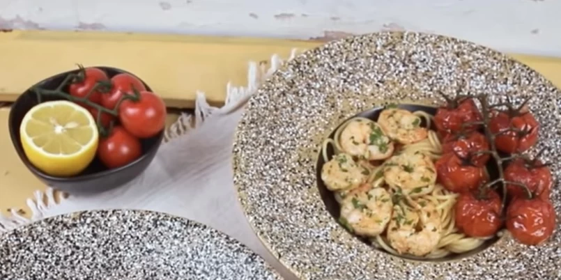 Garnélás spagetti konfitált paradicsommal